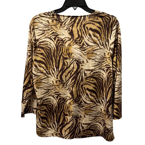 Jones New York Blouse Sz XL Cowl Neck Animal Print Top - Picture 10 of 12